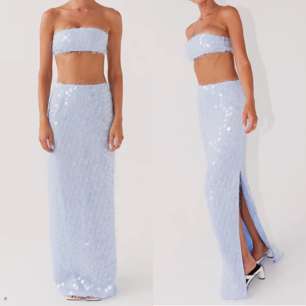 Peppermayo Light Blue Sequin Skirt Set